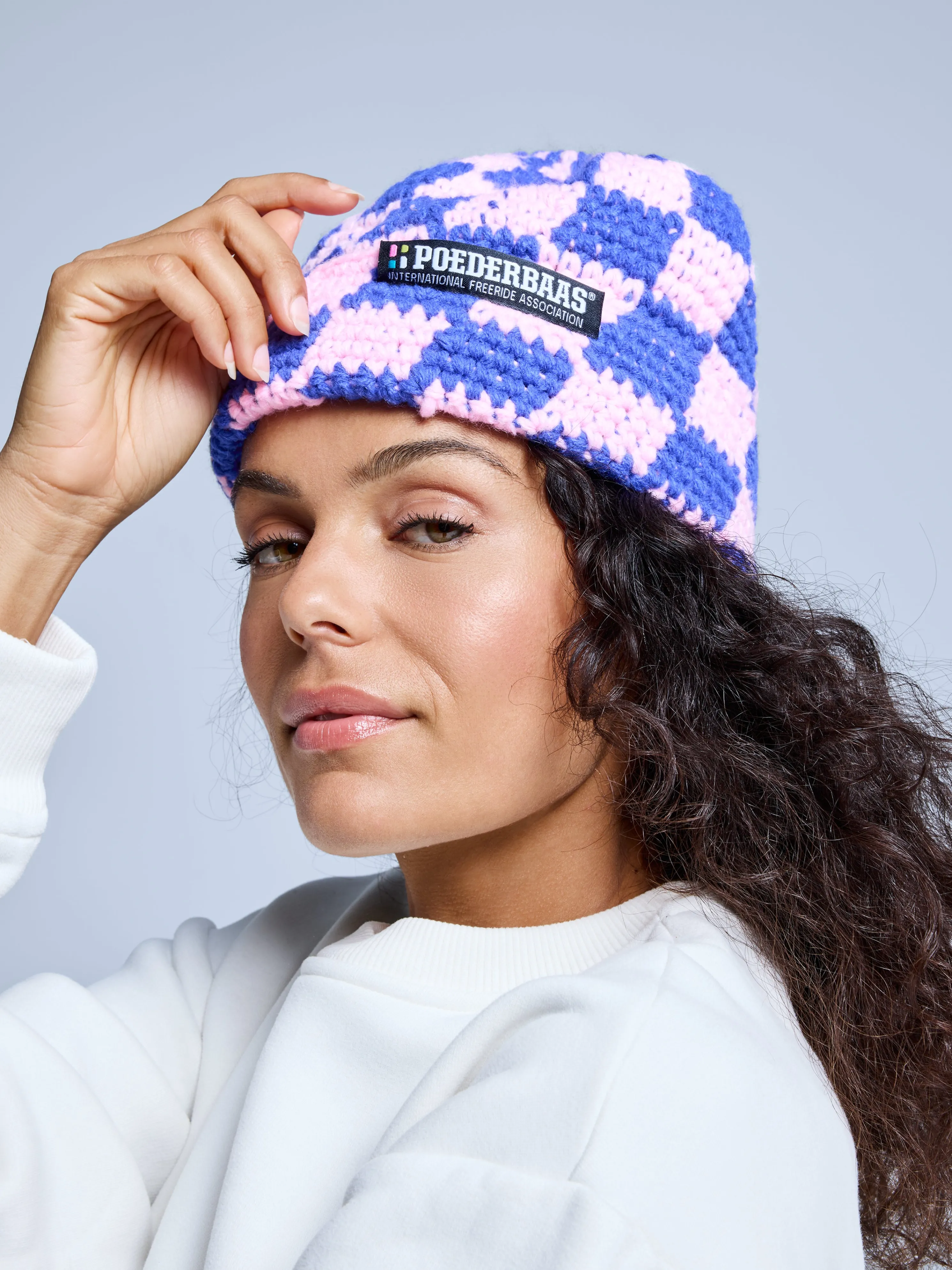 Checkerboard Beanie | Powder Rose